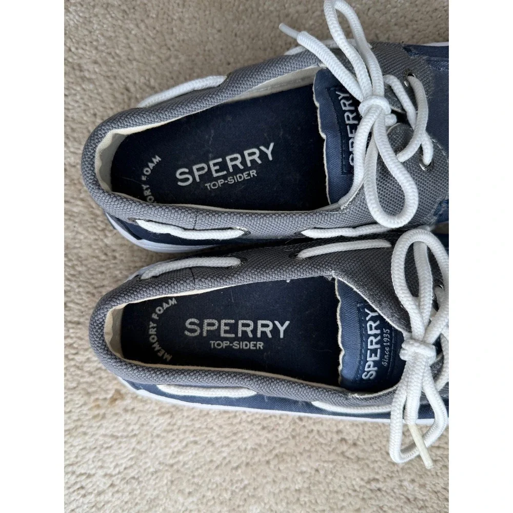 Sperry Boat Shoes Mens 8 Blue Grey Excellent STS15305 Memory Foam Sneakers